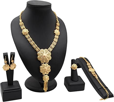 Elegant Women Jewelry Sets 24k Gold Wedding Bracelets Dubai Bridal Indian Jewelry African Accessories Morocco Ethiopia Nigerian