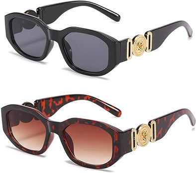 Rectangle Sunglasses for Women Retro Driving Glasses 90’s Vintage Fashion Irregular Frame UV400 Protection