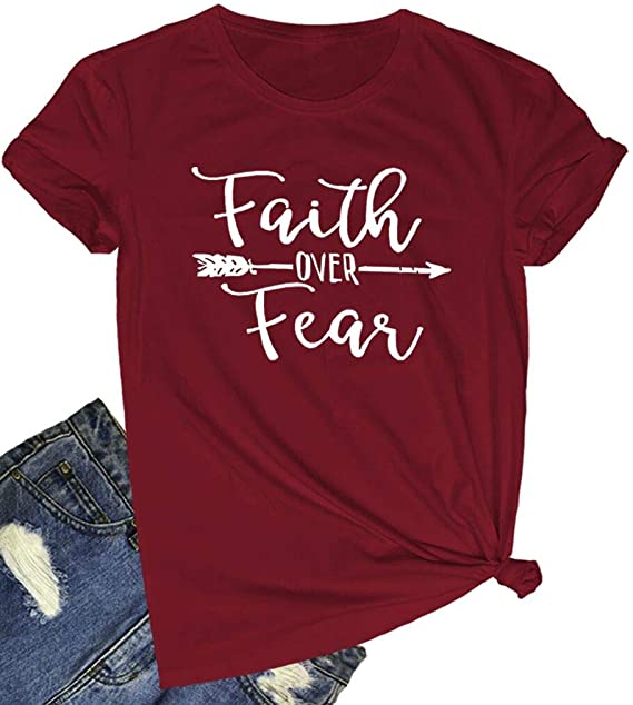 WOMEN CUTE FAITH OVER FEAR T-SHIRT