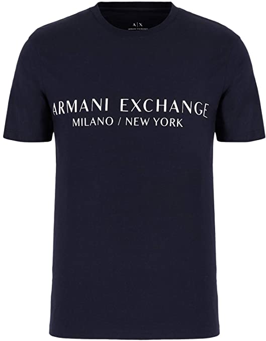 AX Armani Exchange Men's Short Sleeve Milan New York Logo Crew Neck T-Shirt