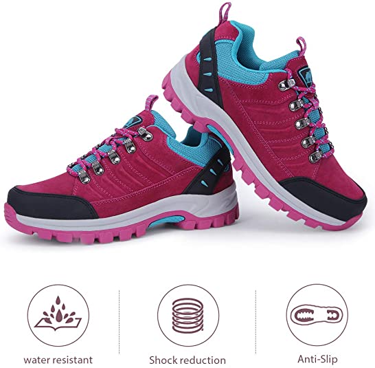 Hiking Shoes Women Waterproof Non Slip Sneakers Low Top for Outdoor Trekking Walking