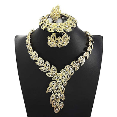 Necklace Bridal Earrings Bracelet Ring Jewelry Set Wedding Prom Costume Accessories Women and Ladies