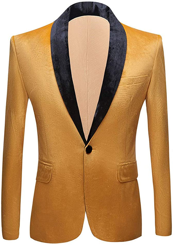 Mens Fashion Velvet Suit Jacket Slim Fit Blazers