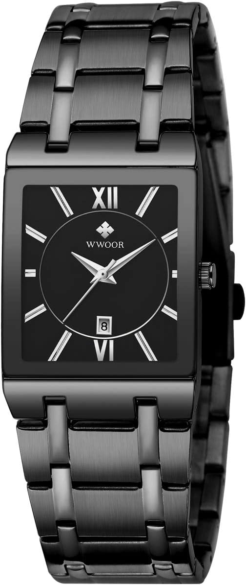 Men and Women Stainless Steel Mens Square Watch with Date Waterproof Analog Quartz Fashion Business Casual Wristwatch …