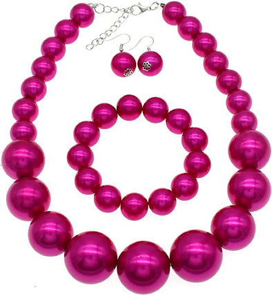 Chunky Pearl Necklace Jewelry Set Pearl Choker Large Bead Necklace For Women Bride Wedding Gift