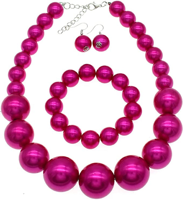 Chunky Pearl Necklace Jewelry Set Pearl Choker Large Bead Necklace For Women Bride Wedding Gift