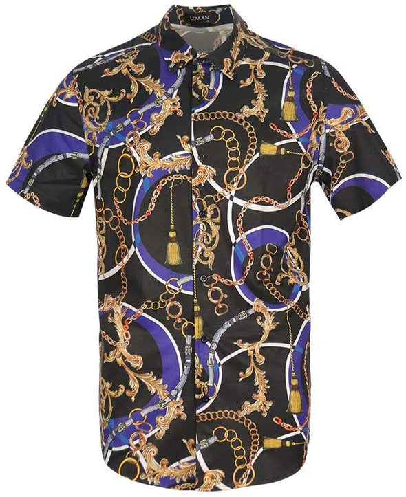 Men's Leopard Printed Disco Shirts Short Sleeve Button Down Casual Shirt