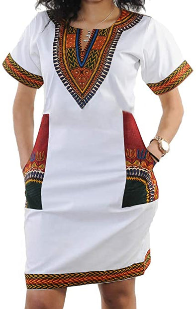 SheKiss Womens Bohemian African Dashiki Skirts Traditional Tribal Festival Midi Dresses