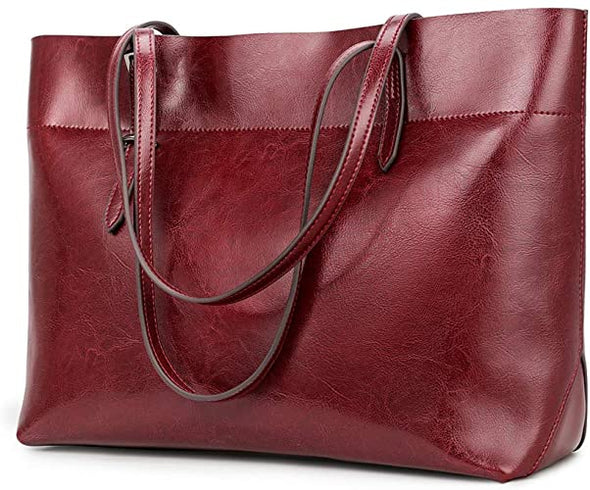 Genuine Leather Tote Shoulder Bag for Women Satchel Handbag with Top Handles