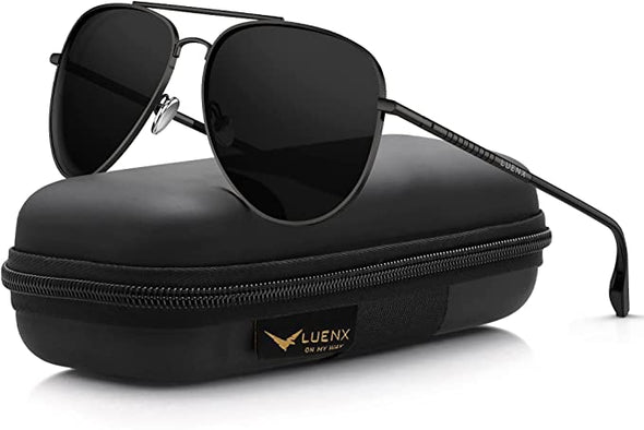 LUENX Aviator Sunglasses for Men Women Polarized - UV 400 Protection with case 60MM