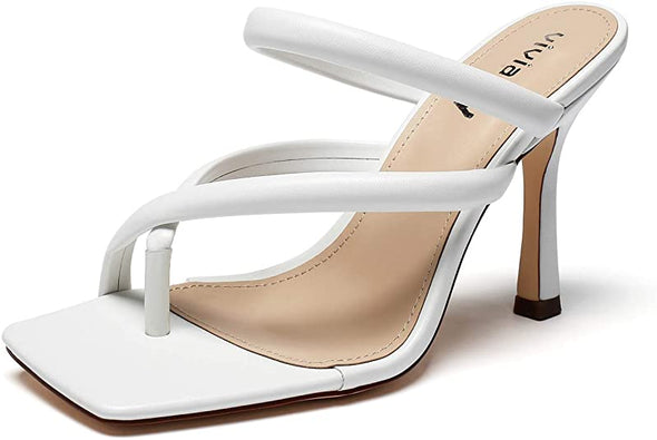 Women's Criss Cross Thong Slip On Stiletto Heel Sandals