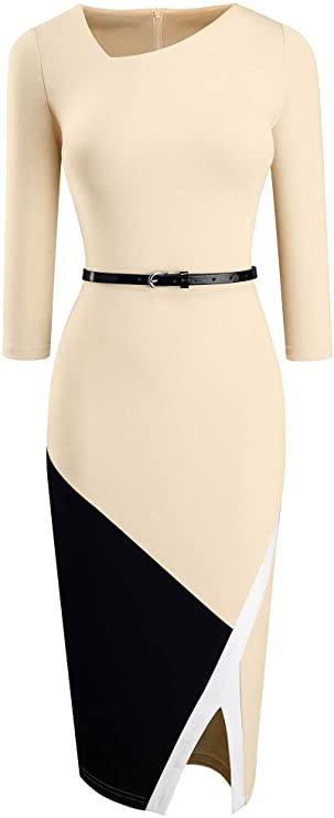 FOREVER-Women's Elegant Patchwork Sheath Sleeveless Business Dress