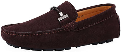 Mens Elegant Buckle Loafers Comfort Suede Driving Shoes Stylish Moccasin Slippers