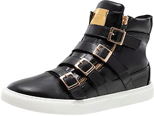 Men's Zealot Light Weight | Stylish | Side Zipper & Buckles | Athletic Shoes | High-top Fashion Sneakers for Men Black