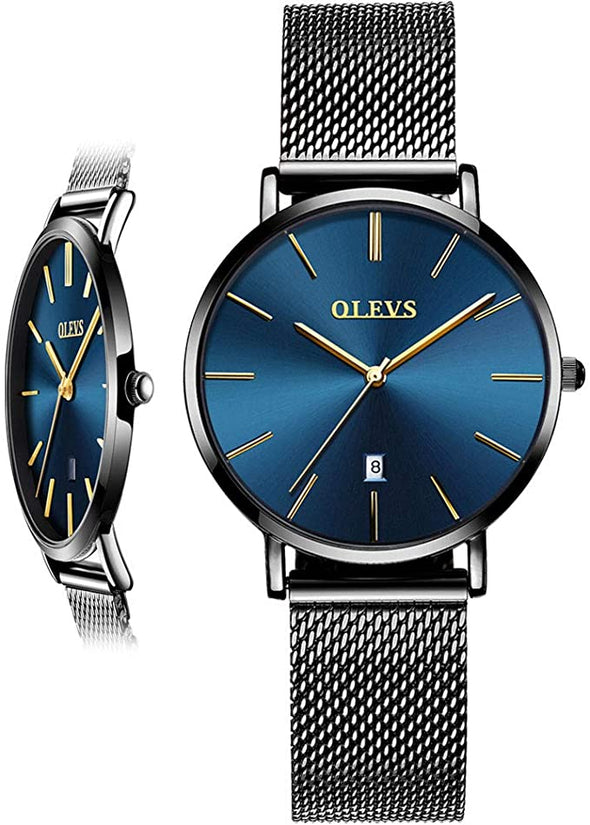 6.5mm Ultra Thin Watches for Women Waterproof,Rose Gold Stainless Steel Ladies Watch,Casual Women Watches with Date,Big Face Female Wristwatches,Japanese Quartz Lady Watches,Gifts for Women
