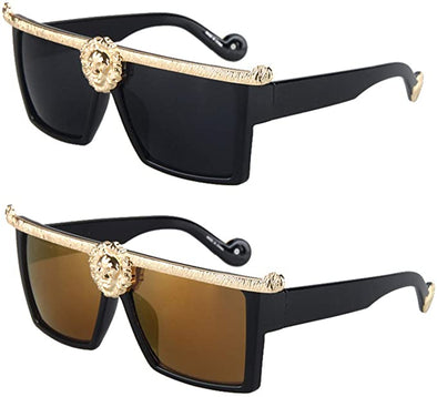 Square Flat Top Thick Plastic Super Dark double Luxury Sunglasses.