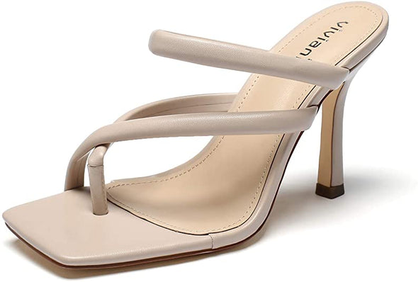 Women's Criss Cross Thong Slip On Stiletto Heel Sandals