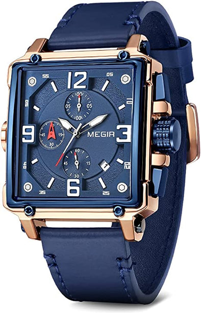 Men's Analogue Army Military Chronograph Luminous Quartz Watch with Fashion Leather Strap for Sport & Business Work ML2061G