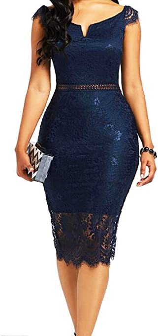 Women's Elegant Short Sleeve Floral Lace Bodycon Cocktail Lace Dress