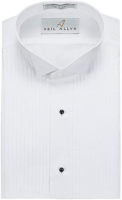 Neil Allyn Men's Tuxedo Shirt Poly/Cotton Wing Collar 1/4 Inch Pleat