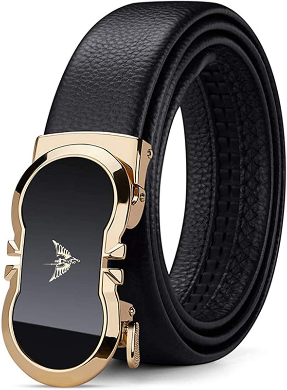 Leather Ratchet Belts for Men Automatic Buckle with Belt Box，Gift for Men