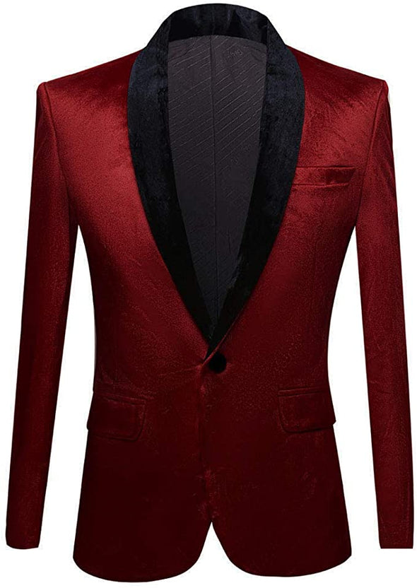Mens Fashion Velvet Suit Jacket Slim Fit Blazers