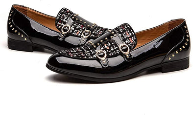 EXCLUSIVE AND LUXURY MEN'S BLACK LEATHER LOAFERS SHOES.