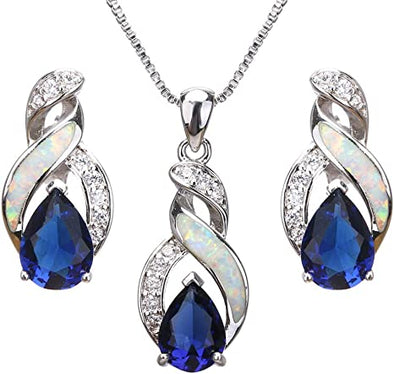 Jewelry Sets Australian Created Opal Necklace Earrings Mother's Day Gifts Jewelry for Mom (JS10)