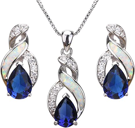 Jewelry Sets Australian Created Opal Necklace Earrings Mother's Day Gifts Jewelry for Mom (JS10)