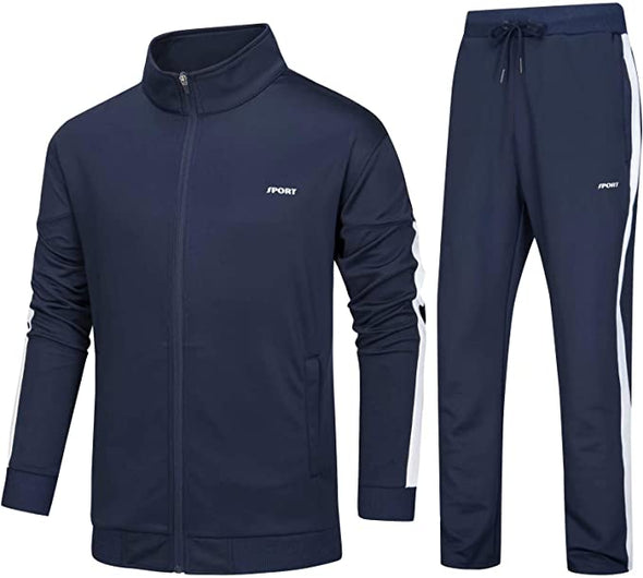 Men's Athletic Tracksuit 2 Piece Set Casual Full Zip Workout Running Jogger Sweat Suits