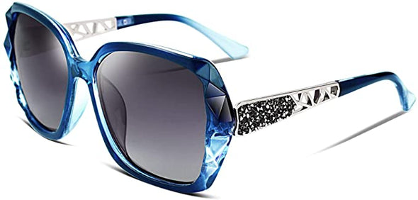 Polarized Women Square Sunglasses Sparkling Composite Shiny Frame