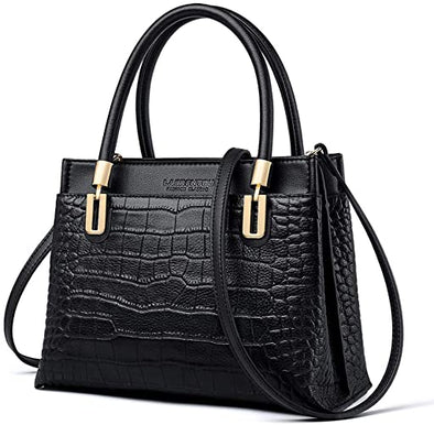 Genuine Leather Handbags for Women Top-handle Purses, Ladies Mini Tote Satchel Bags Crocodile Skin Adjustable Strap