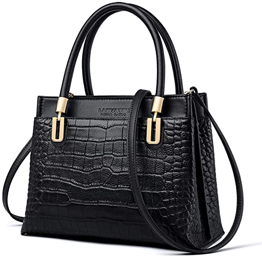 Genuine Leather Handbags for Women Top-handle Purses, Ladies Mini Tote Satchel Bags Crocodile Skin Adjustable Strap