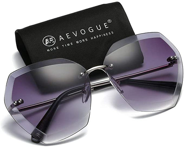Sunglasses For Women Oversized Rimless Diamond Cutting Lens Sun Glasses