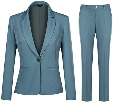 Women's 2 Piece Office Work Suit Set One Button Blazer and Pants