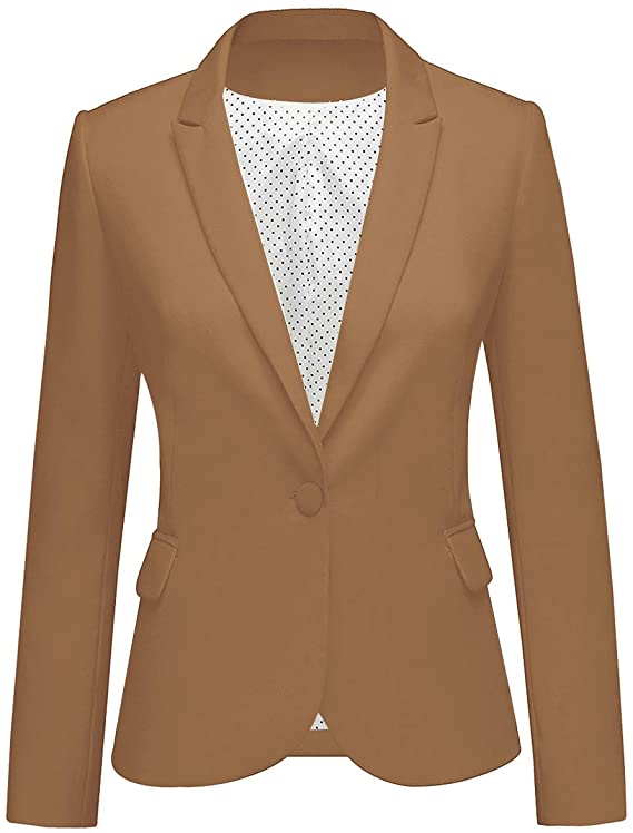LookbookStore Womens Notched Lapel Pockets Button Work Office Blazer Jacket Suit