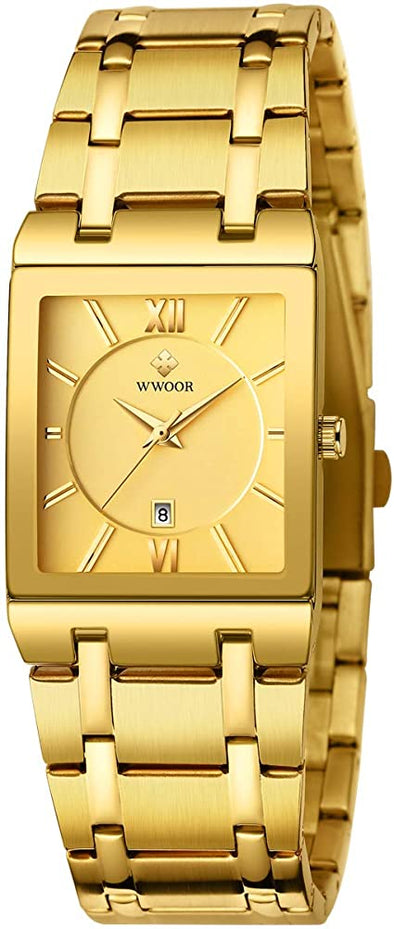 Square Watches for Men and Women Stainless Steel Mens Square Watch with Date Waterproof Analog Quartz Fashion Business Casual Wristwatch