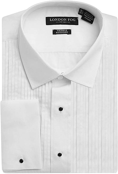 LONDON FOG Men's Wingtip & Laydown Collar French Cuff Tuxedo Shirt