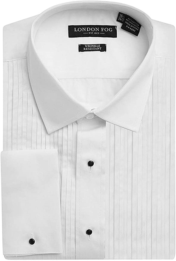 LONDON FOG Men's Wingtip & Laydown Collar French Cuff Tuxedo Shirt