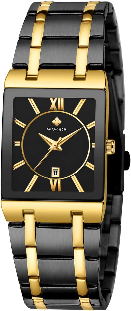 Men and Women Stainless Steel Mens Square Watch with Date Waterproof Analog Quartz Fashion Business Casual Wristwatch …