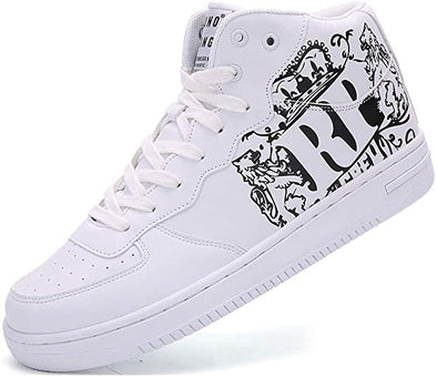 Men's High Top Sneakers Hip Hop Graffiti Classic Sneaker Leather Walk Street Casual Shoes