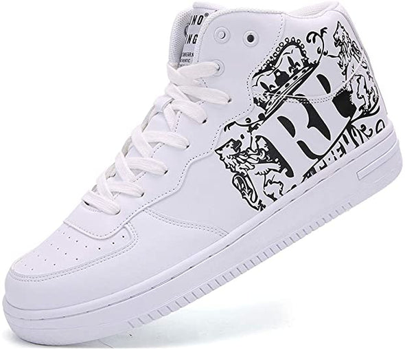 Men's High Top Sneakers Hip Hop Graffiti Classic Sneaker Leather Walk Street Casual Shoes