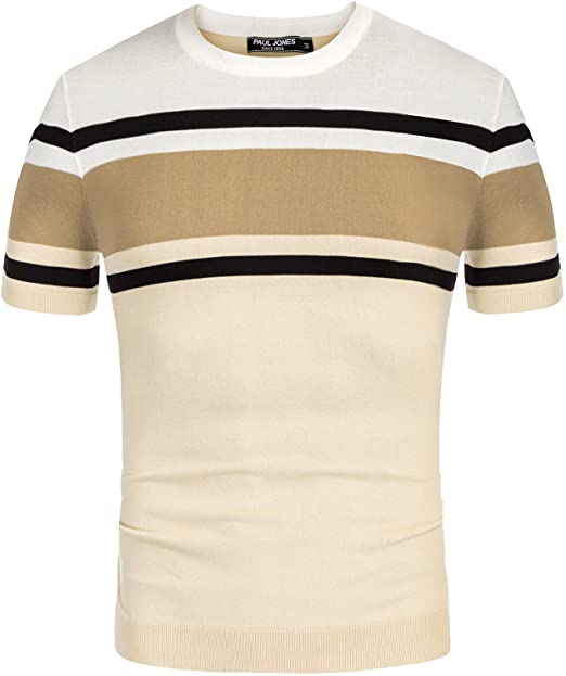 PJ PAUL JONES Men's Casual Crew Neck Pullover Short Sleeve Knitted Summer Pullover Sweaters