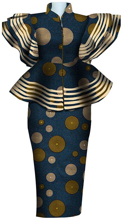 Women African Dresses Clothing Dashiki Bazin Riche Dress Women Skirt Set Print Ankara Zipper Top