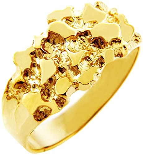 10K Yellow Gold Men's Nugget Ring -The Knight