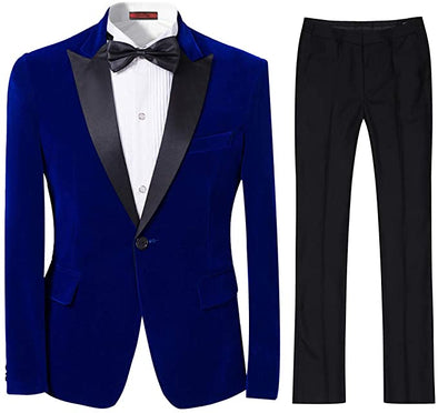 Mens 2-Piece Suit Peaked Lapel One Button Tuxedo Slim Fit Dinner Jacket & Pants