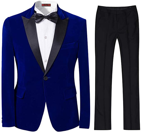 Mens 2-Piece Suit Peaked Lapel One Button Tuxedo Slim Fit Dinner Jacket & Pants