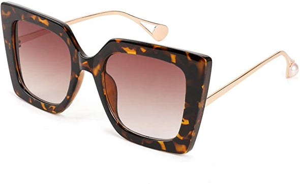 Oversized square pearl cat eye fashion sunglasses