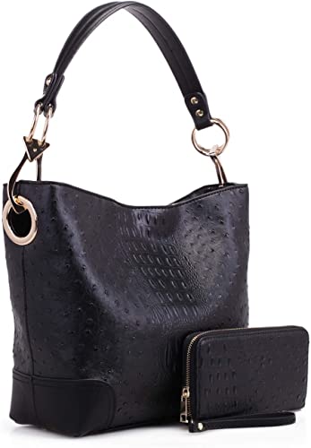 MKF Set Hobo Bag for Women & Wristlet Wallet – PU Leather Designer Handbag Purse – Shoulder Strap Lady Fashion