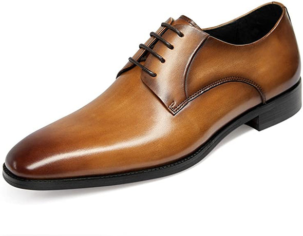 Men's Handmade Leather Modern Classic Lace up Leather Lined Perforated Dress Oxfords Shoes